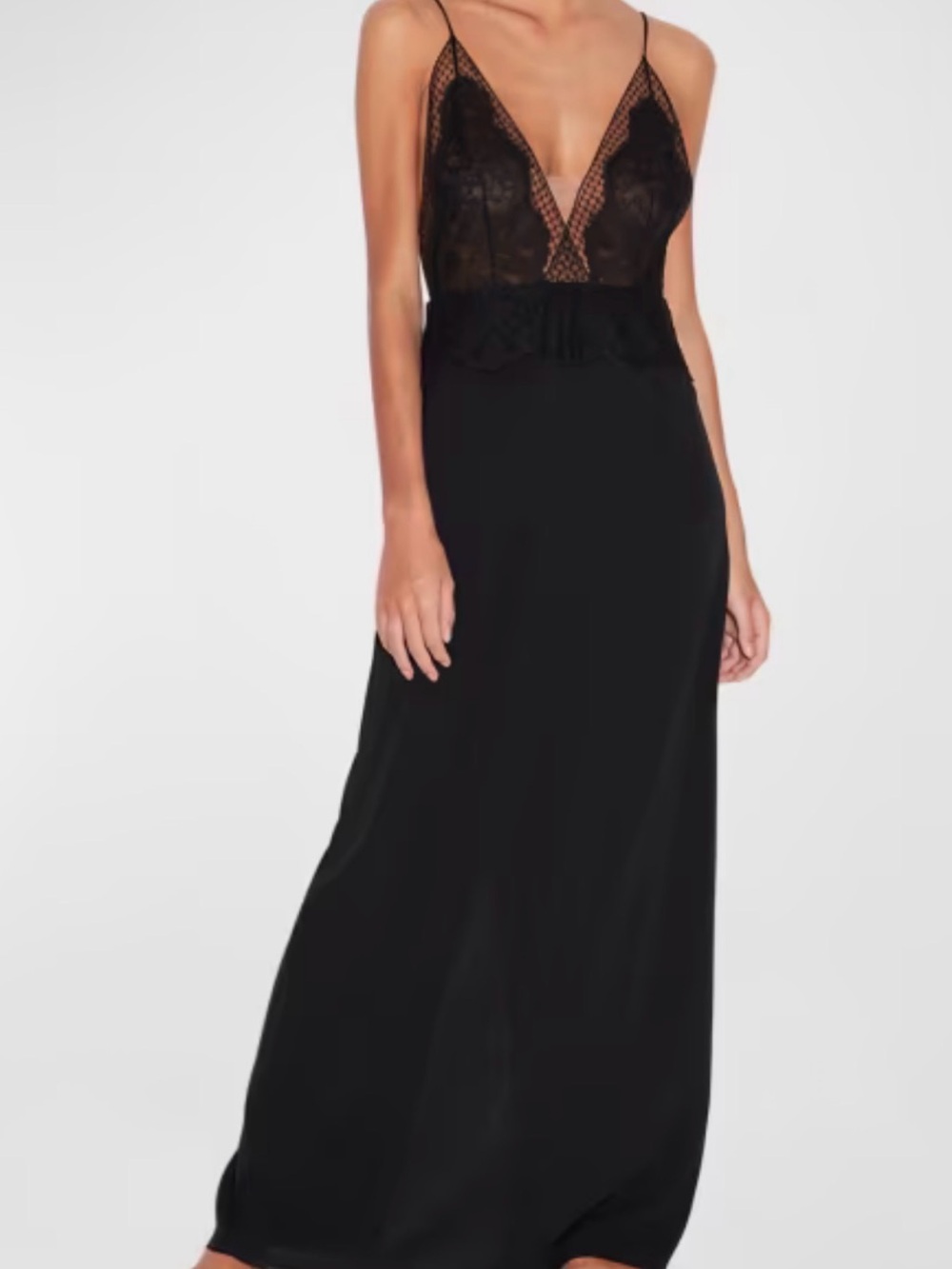 La Perla black honeycomb shadows long silk and leavers lace nightgown - NWT